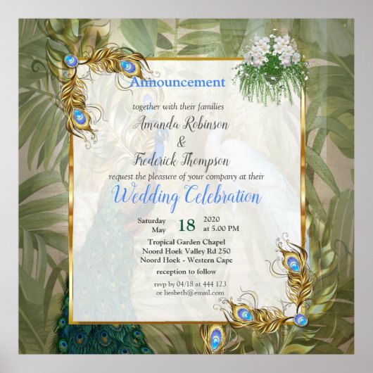 Golden Royal Peacock Temple Dreams Poster (Voorkant)