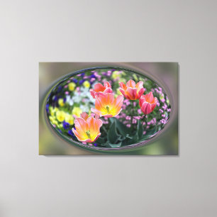 Golden roze tulpen canvas afdruk