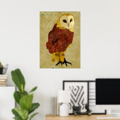 Golden Ruby Owl Art Poster (Thuiskantoor)