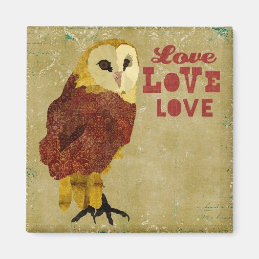 Golden Ruby Owl Love Magnet (Devant)