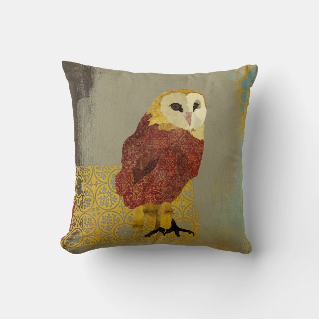 Golden Ruby Owl Mojo Pillow Kussen (Voorkant)