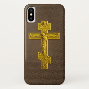 Golden Russisch orthodoxe kruis iPhone X Hoesje
