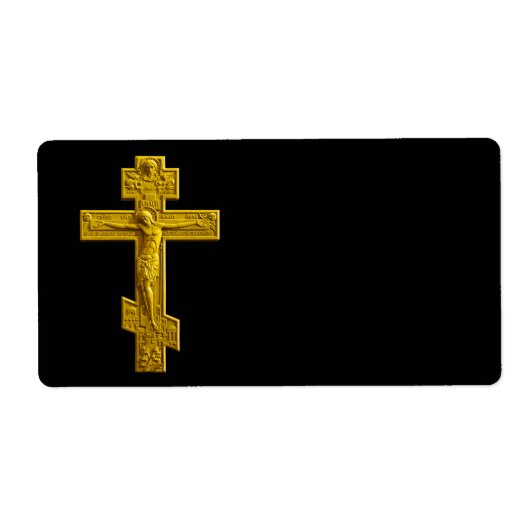 Golden Russisch orthodoxe kruis Etiket (Voorkant)