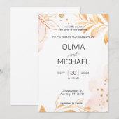 Golden Rustic Autumn Foliing Faire-part de mariage (Devant / Derrière)