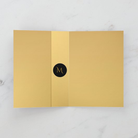 Golden Rustic Rooster Jaar 2017 Monogram binnen Feestdagen Kaart (Binnen)