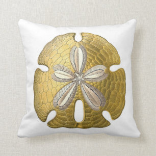 Golden Sand Dollar op White Sierkussen. Kussen