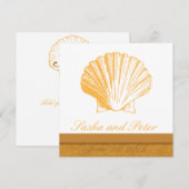 Golden Sand Shell Beach Wedding Invitations (Devant / Derrière)