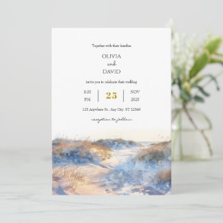 Golden Sandy Coastal Dunes Sunrise Beach Wedding Kaart