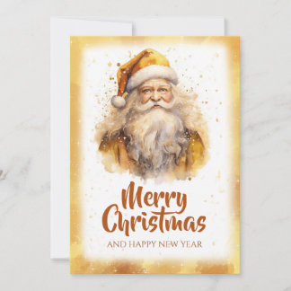 Golden Santa Claus Waterverf Feestdagenkaart
