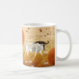 Golden Savannah Journey Whimsical Wildebeest Coffe Koffiemok
