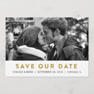 Golden Save the Date | Moderne fotokaart