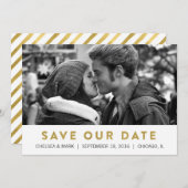 Golden Save the Date | Moderne fotokaart (Voorkant / Achterkant)