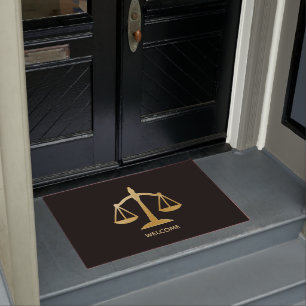 Golden Scales of Justice Law Thema Design Welkom Deurmat