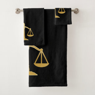 Golden Scales of Justice Law Theme Design Bad Handdoek
