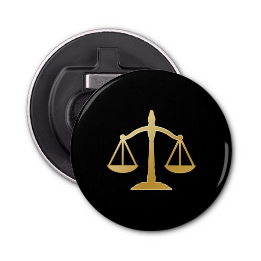 Golden Scales of Justice Law Theme Design Button Flesopener (Voorkant)