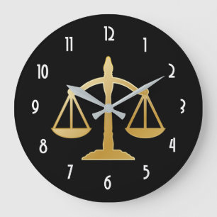 Golden Scales of Justice Law Theme Design Grote Klok