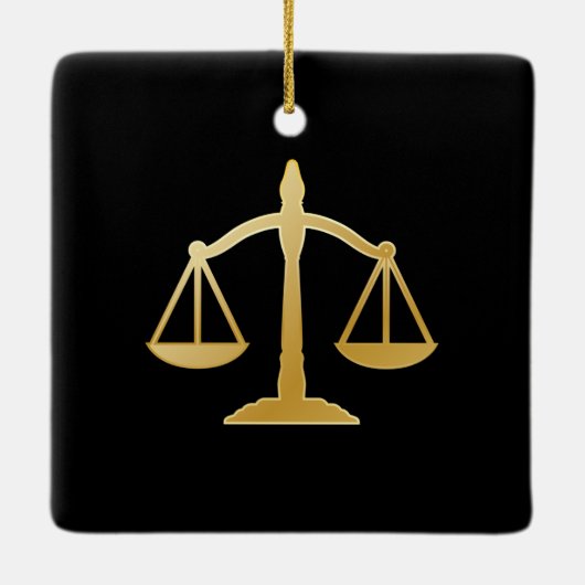 Golden Scales of Justice Law Theme Design Keramisch Ornament (Achterkant)