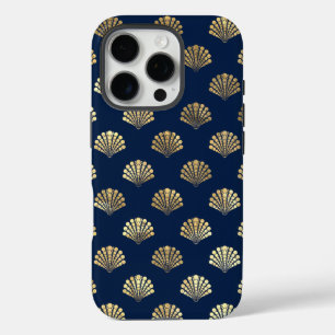 Golden Scallops op blauw iPhone 16 Pro Hoesje