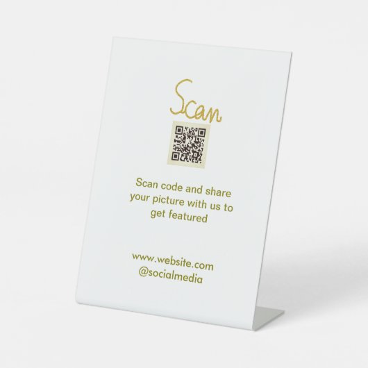 Golden Scan QR code glitter eenvoudige elegante be Reclamebord Met Voetstuk (Voorkant)