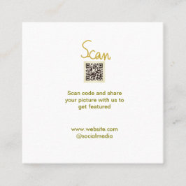 Golden Scan QR code glitter eenvoudige elegante be Vierkante Visitekaartje