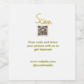 Golden Scan QR code glitter eenvoudige elegante be Wijn Etiket (Enkel label)