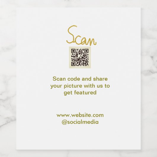 Golden Scan QR code glitter eenvoudige elegante be Wijn Etiket (Enkel label)