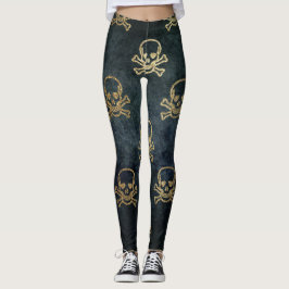 Golden schedel en kruisingen Halloween patroon Leggings