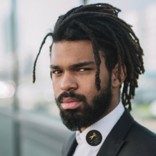 Golden Scissors Logo Hair Dresser Stylist Black Ronde Sticker