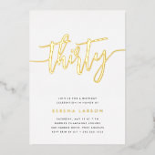 Golden Script 30th Birthday Party Folie Uitnodiging (Voorkant)