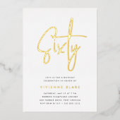Golden Script 60th Birthday Party Folie Uitnodiging (Voorkant)