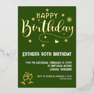 Golden Script Anniversaire Foil Invitation