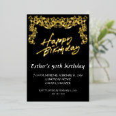 Golden Script Anniversaire Foil Invitation (Debout devant)