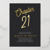Golden Script Chapter 21 21st Birthday Party Folie Uitnodiging (Voorkant)
