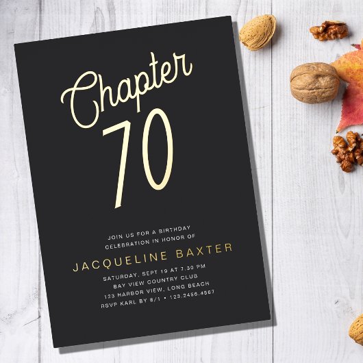 Golden Script Chapter 70 70th Birthday Party Folie Uitnodiging