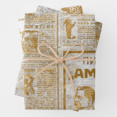 Golden  Script Grunge Pattern-ontkoppeling Inpakpapier Vel (In situ)