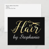 Golden Script Scissors Haarstylist Hair Salon Briefkaart (Voorkant / Achterkant)