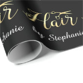 Golden Script Scissors Haarstylist Hair Salon Cadeaupapier (Rol Hoek)