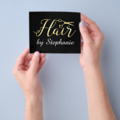 Golden Script Scissors Haarstylist Hair Salon Flyer (Hand)