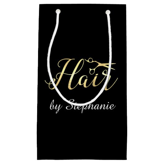 Golden Script Scissors Haarstylist Hair Salon Klein Cadeauzakje (Voorkant)