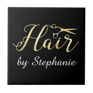 Golden Script Scissors Haarstylist Hair Salon Tegeltje