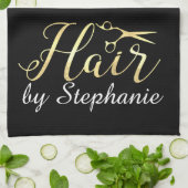 Golden Script Scissors Haarstylist Hair Salon Theedoek (Gevouwen)