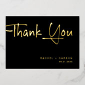 Golden Script Wedding Thank You Real Foil Cards Folie Uitnodiging (Voorkant)