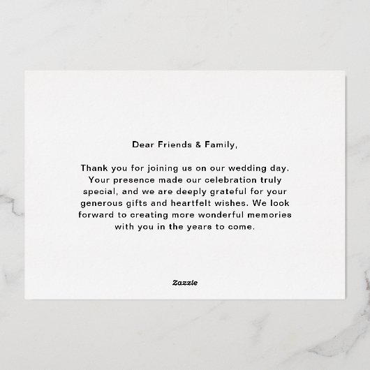 Golden Script Wedding Thank You Real Foil Cards Folie Uitnodiging (Achterkant)