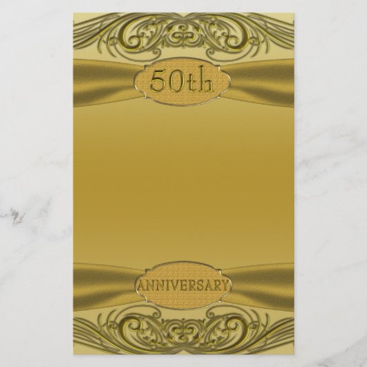 Golden Scrolls 50th Wedding Jubileum Briefpapier (Voorkant)