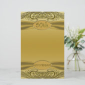 Golden Scrolls 50th Wedding Jubileum Briefpapier (Staand voorkant)