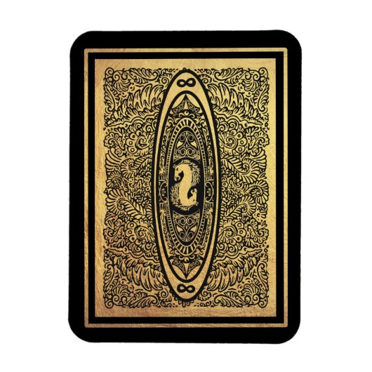 Golden Seahorse Mandala – Infinity Design Magneet (Verticaal)