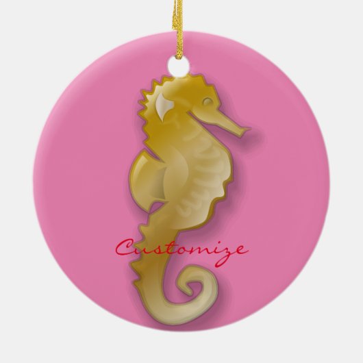 Golden Seahorse Thunder_Cove Keramisch Ornament (Achterkant)