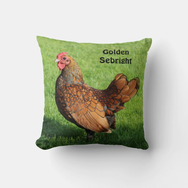 Golden Sebright Rooster - Bantam Huisdier Kip Kussen (Voorkant)