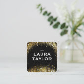 Golden Sequin Black Variation Vierkante Visitekaartje (Staand voorkant)