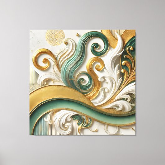 Golden Serenity - Abstracte elegantie canvaskunst Canvas Afdruk (Voorkant)